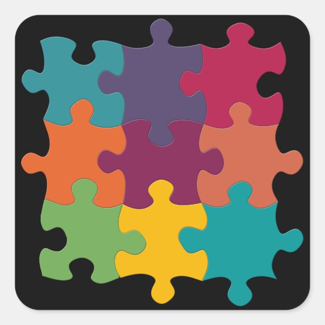 Pegatina Cuadrada piezas del rompecabezas del arcoiris pegatinas (Anverso)