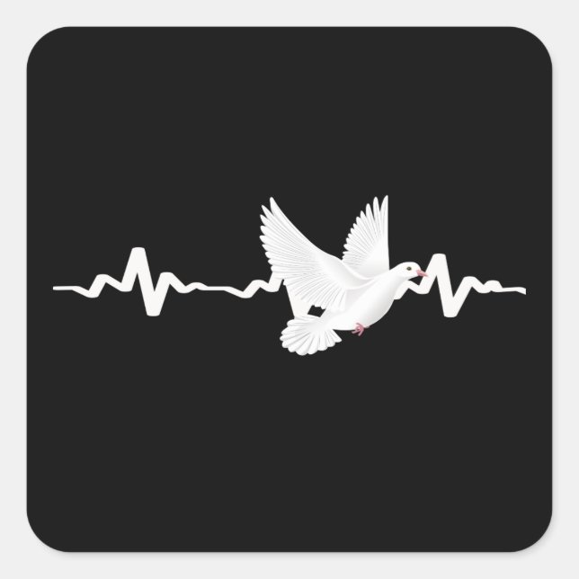 Pegatina Cuadrada Pigeon Heartbeat (Anverso)