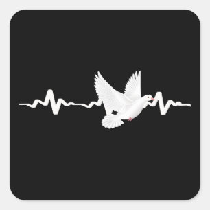 Pegatina Cuadrada Pigeon Heartbeat