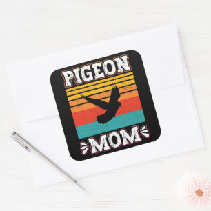Pegatina Cuadrada Pigeon Mom Bird Fly Animal Cute Pigeon Aves Retro