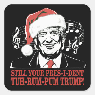 Pegatina Cuadrada Pijama divertido de Navidad del presidente Trump f