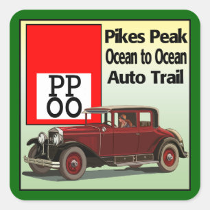 Pegatina Cuadrada Pikes Peak Ocean to Ocean Auto Trail