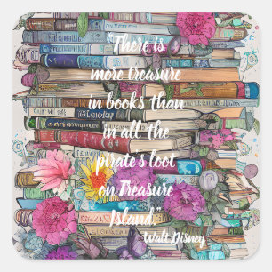 Pegatina Cuadrada Pila de libros