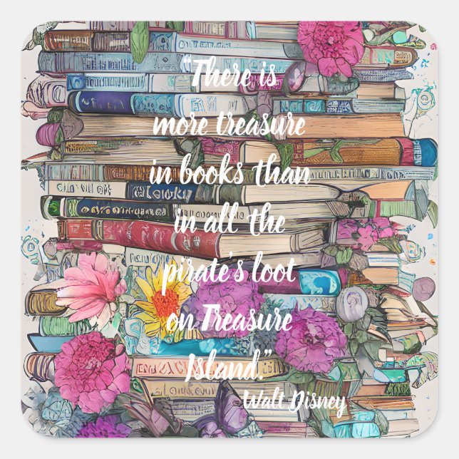 Pegatina Cuadrada Pila de libros (Anverso)