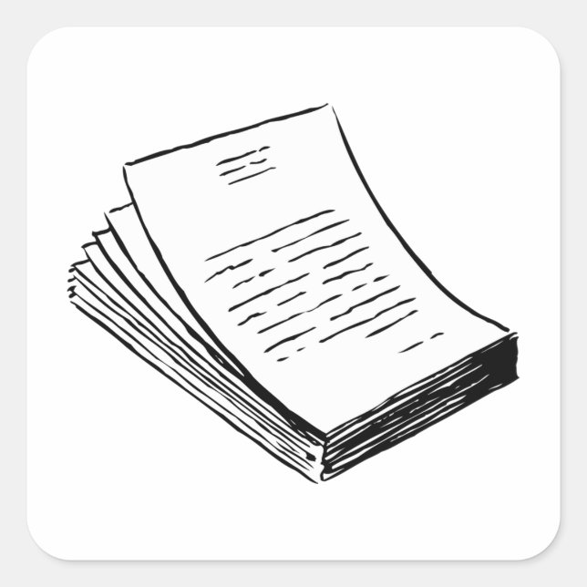 Pegatina Cuadrada Pila De Papel (Anverso)