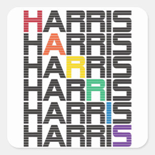 Pegatina Cuadrada Pilas de texto en arco iris de HARRIS