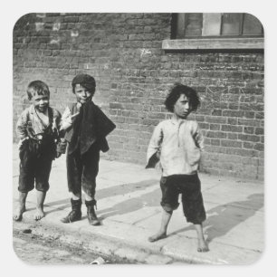 Pegatina Cuadrada Pilluelos de calle en Lambeth (foto de b/w)