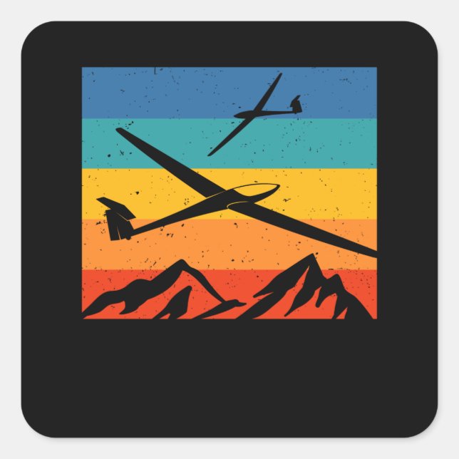 Pegatina Cuadrada Piloto de destello de planeador (Anverso)