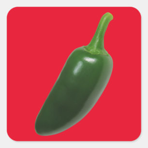 Pegatina Cuadrada Pimienta divertida y picante Jalapeno