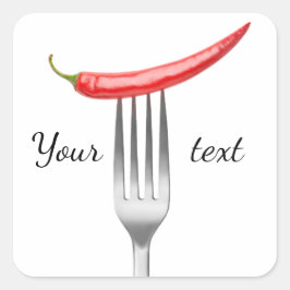 Pegatina Cuadrada Pimienta en un tenedor
