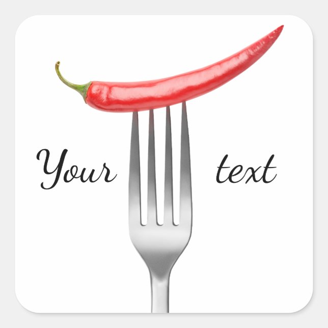 Pegatina Cuadrada Pimienta en un tenedor (Anverso)