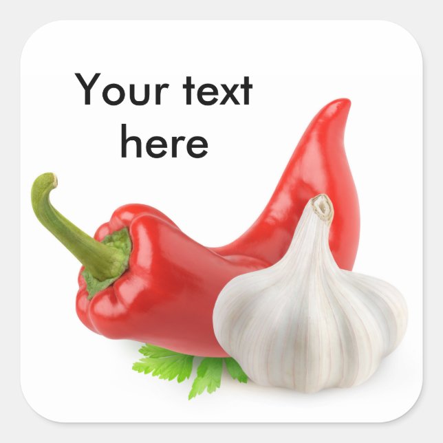 Pegatina Cuadrada Pimienta y ajo (Anverso)