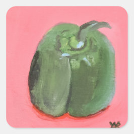 Pegatina Cuadrada Pimiento verde