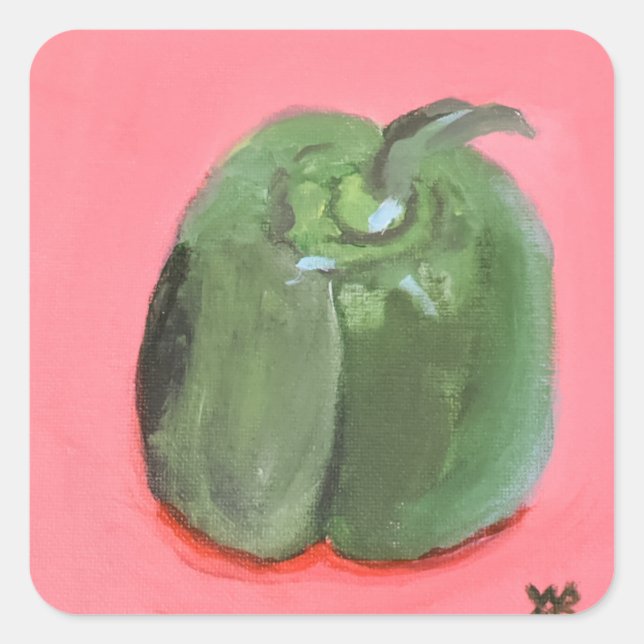 Pegatina Cuadrada Pimiento verde (Anverso)