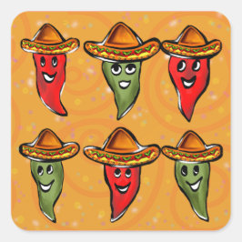 Pegatina Cuadrada Pimientos del Cinco de Mayo