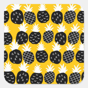 Pegatina Cuadrada Piña negra
