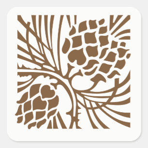 Pegatina Cuadrada Pine Cone Christmas Stickers
