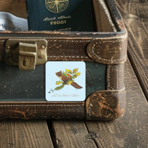 Pegatina Cuadrada Pine Marten Autumn deja la librería