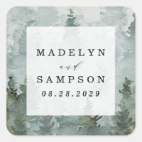 Pine Tree Forest Rustic Watercolor Wedding Favor