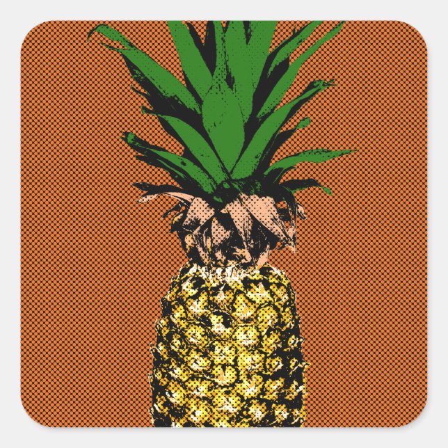 Pegatina Cuadrada Pineapple Newsprint (Anverso)