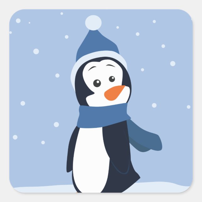 Pegatina Cuadrada Pingüino (Anverso)