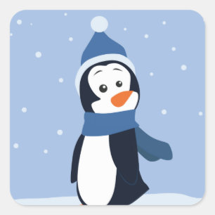 Pegatina Cuadrada Pingüino