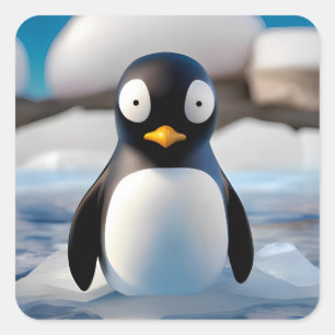 Pegatina Cuadrada Pingüino