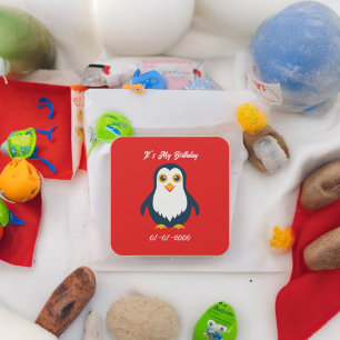 Pegatina Cuadrada Pingüino