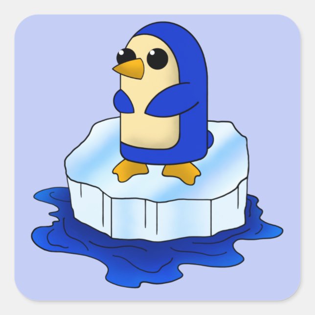 Pegatina Cuadrada Pingüino Adorable (Anverso)