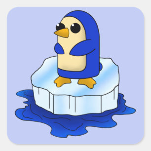 Pegatina Cuadrada Pingüino Adorable