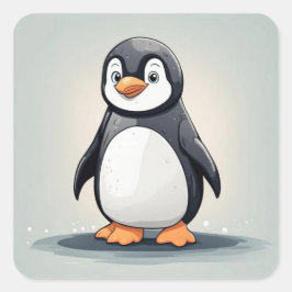 Pegatina Cuadrada Pingüino adorable