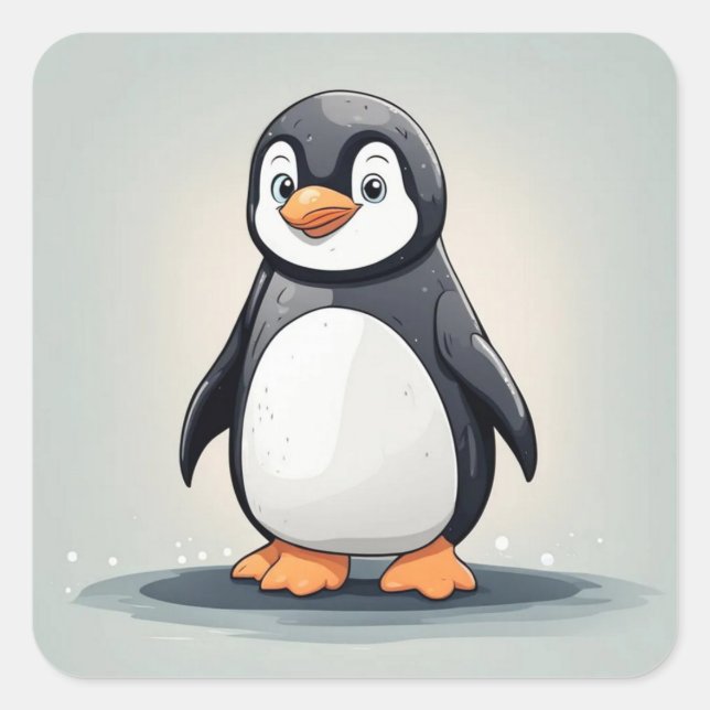 Pegatina Cuadrada Pingüino adorable (Anverso)