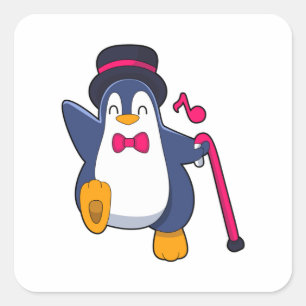 Pegatina Cuadrada Pingüino como Groom con el empate
