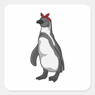 Pegatina Cuadrada Pingüino con Bandana