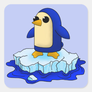 Pegatina Cuadrada Pingüino Curioso Bebé