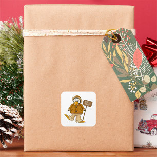 Pegatina Cuadrada Pingüino del Polo Norte