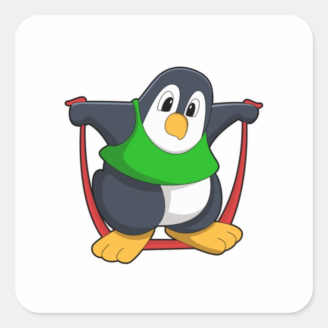 Pegatina Cuadrada Pingüino en Gimnasio con cuerda para saltar.PNG (Anverso)