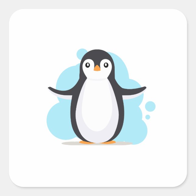 Pegatina Cuadrada Pingüino feliz (Anverso)