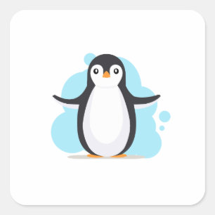 Pegatina Cuadrada Pingüino feliz