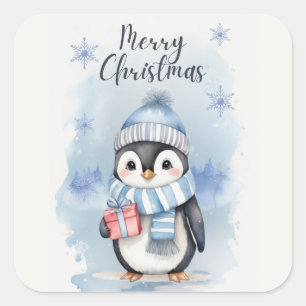 Pegatina Cuadrada "Pingüino lindo 2"