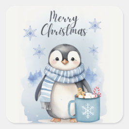 Pegatina Cuadrada "Pingüino lindo 3"