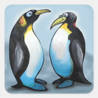 Pegatina Cuadrada Pingüinos