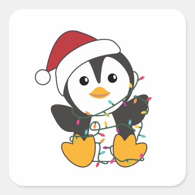 Pegatina Cuadrada Pingüinos Navidades nevan animales de invierno pin (Anverso)