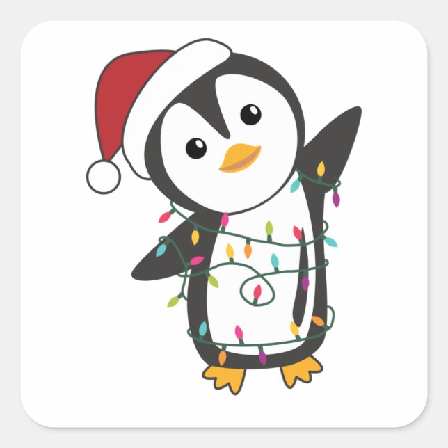 Pegatina Cuadrada Pingüinos Navidades nevan animales de invierno pin (Anverso)