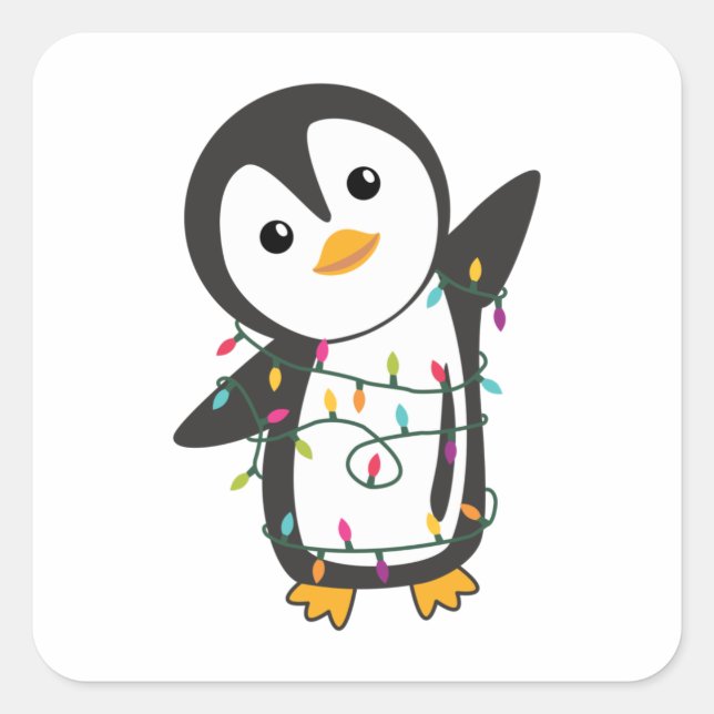 Pegatina Cuadrada Pingüinos Navidades nevan animales de invierno pin (Anverso)