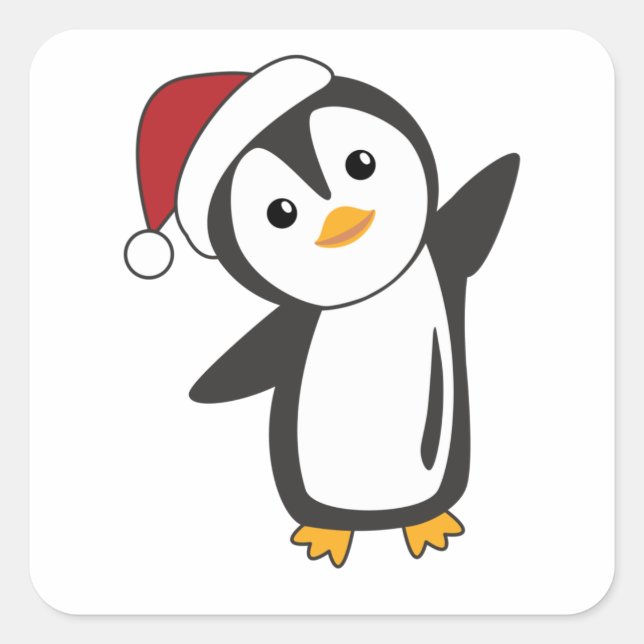 Pegatina Cuadrada Pingüinos Navidades nevan animales de invierno pin (Anverso)