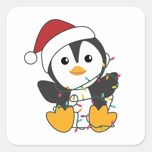Pegatina Cuadrada Pingüinos Navidades nevan animales de invierno pin (Anverso)