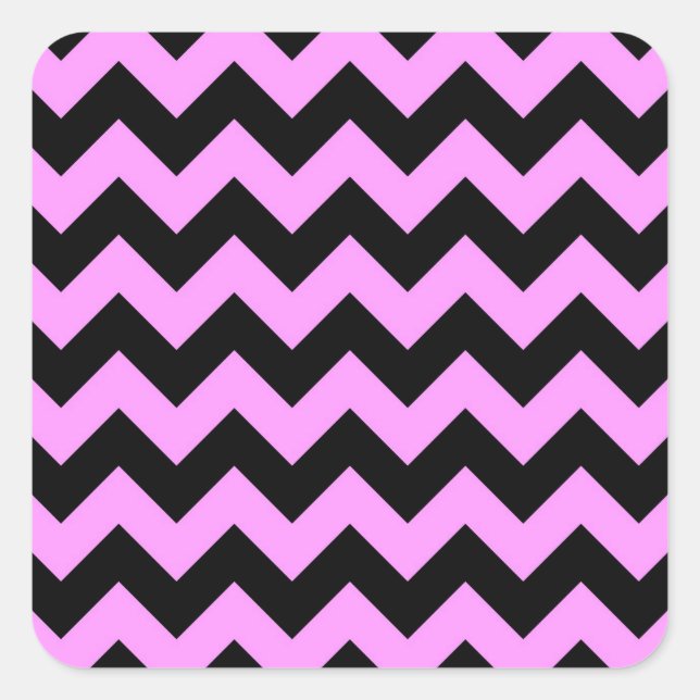 Pegatina Cuadrada Pink and Black Zigzag (Anverso)