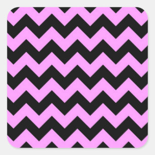 Pegatina Cuadrada Pink and Black Zigzag