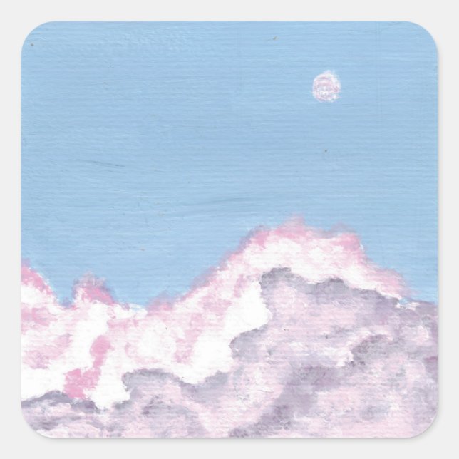 Pegatina Cuadrada Pink and Purple Fluffy Clouds Stickers (Anverso)